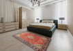 Traditional Camel Brown Persian Rug in a Bedroom, tr1099