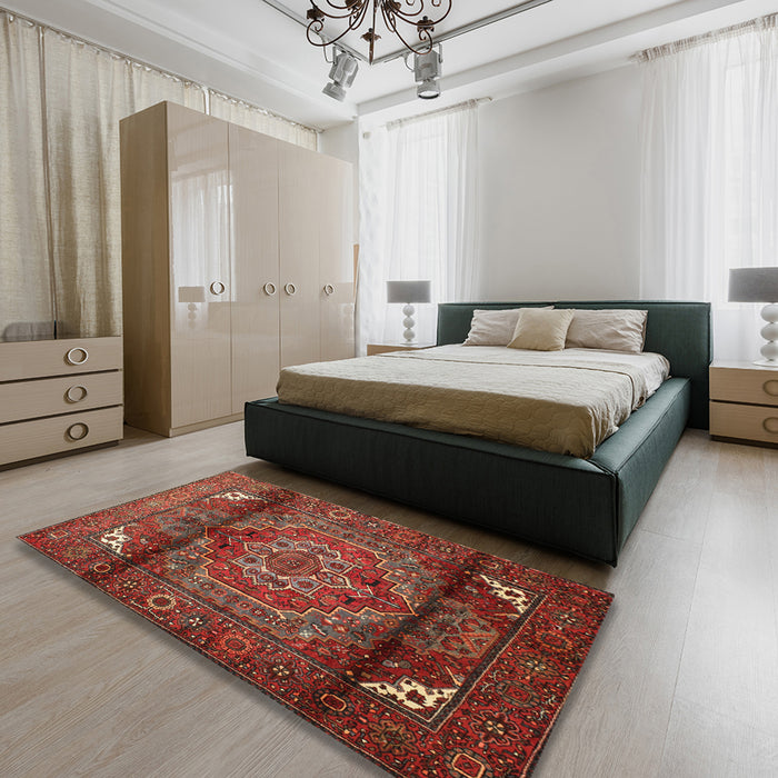 Traditional Red Persian Rug in a Bedroom, tr109