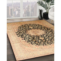 Traditional Saddle Brown Medallion Rug, tr10