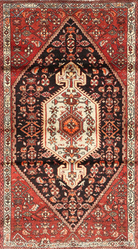 Machine Washable Traditional Saffron Red Rug, wshtr1100