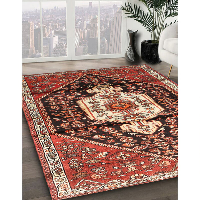 Machine Washable Traditional Saffron Red Rug in a Family Room, wshtr1100