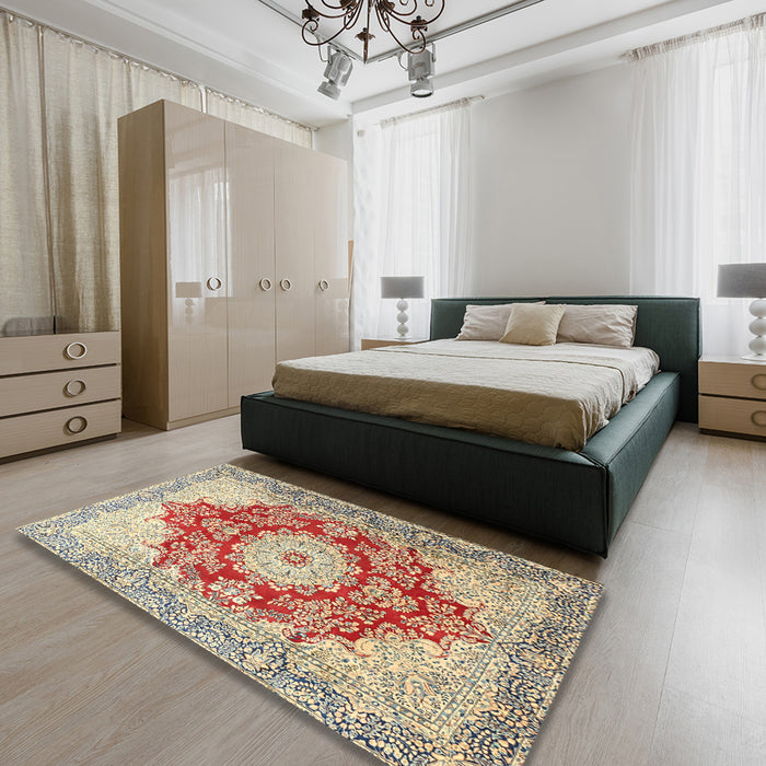 Traditional Sienna Brown Persian Rug in a Bedroom, tr1101
