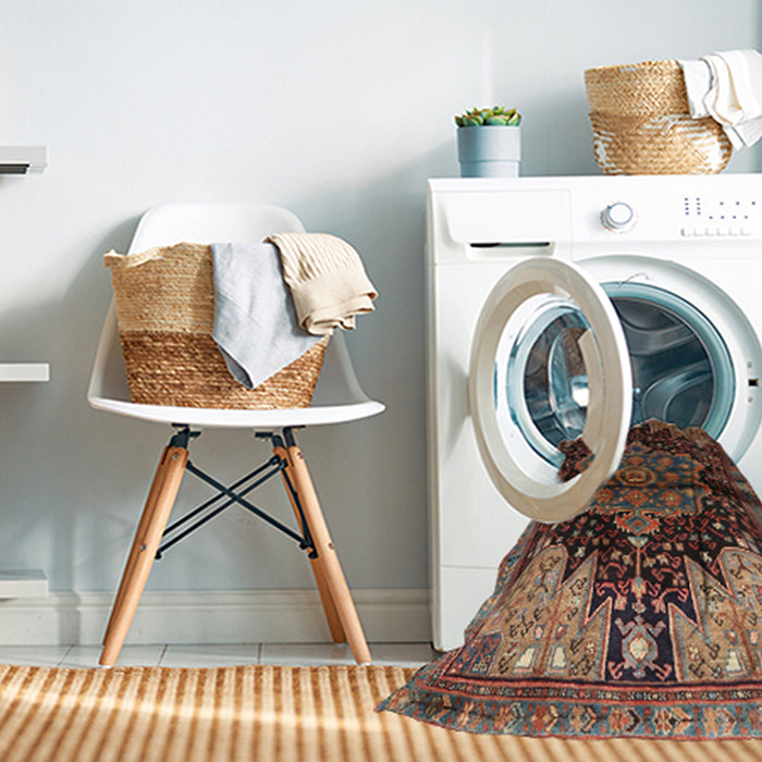 Machine Washable Traditional Dark Gold Brown Rug in a Washing Machine, wshtr1104