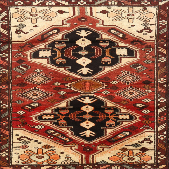Square Traditional Saffron Red Persian Rug, tr1105