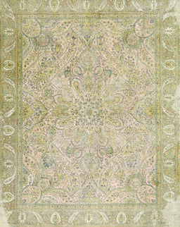 Machine Washable Traditional Brass Green Rug, wshtr1106