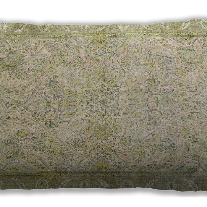 Traditional Classic Rectangular Brass Green Lumbar Throw Pillow, 13 inch by 19 inch, lbtr1106