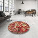 Round Machine Washable Traditional Sand Brown Rug in a Office, wshtr1109