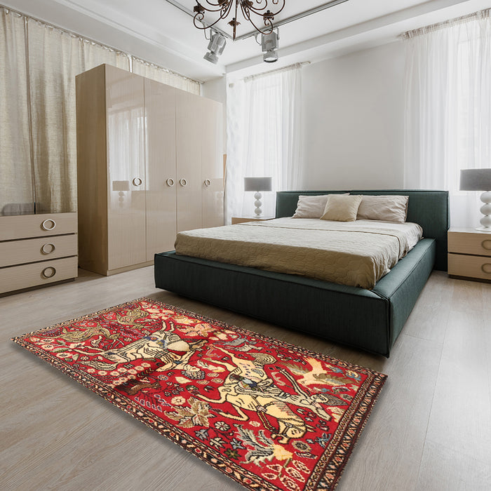 Machine Washable Traditional Sand Brown Rug in a Bedroom, wshtr1109