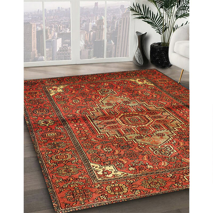 Machine Washable Traditional Tomato Red Rug in a Family Room, wshtr110