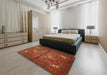 Machine Washable Traditional Tomato Red Rug in a Bedroom, wshtr110