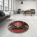 Round Traditional Sienna Brown Animal Rug in a Office, tr1110