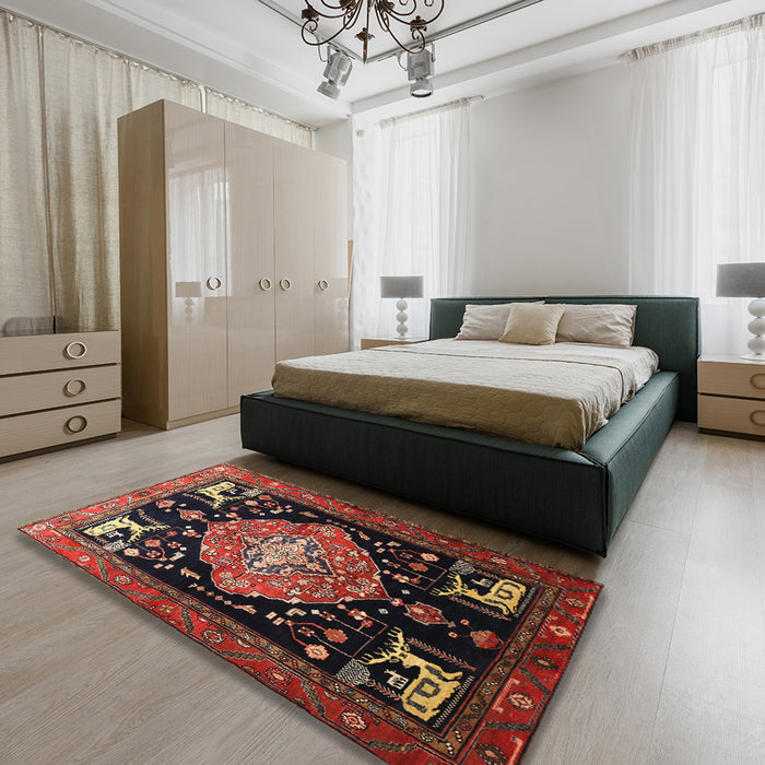 Machine Washable Traditional Sienna Brown Rug in a Bedroom, wshtr1110