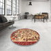 Round Machine Washable Traditional Tomato Red Rug in a Office, wshtr1111