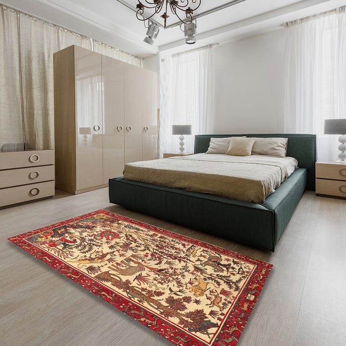 Traditional Red Animal Rug in a Bedroom, tr1111