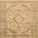 Square Traditional Chocolate Brown Medallion Rug, tr1112