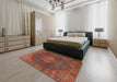 Traditional Rust Pink Persian Rug in a Bedroom, tr1114