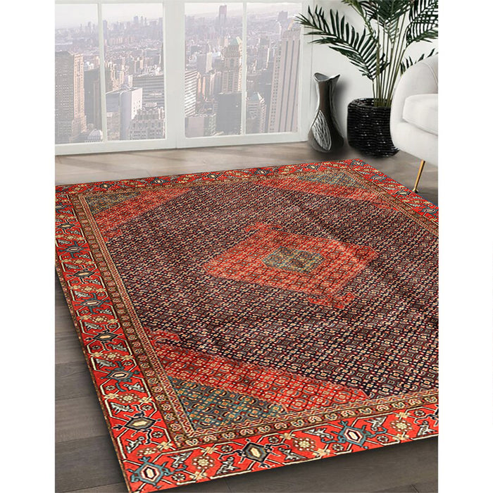 Machine Washable Traditional Rust Pink Rug in a Family Room, wshtr1114