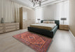 Traditional Orange Salmon Pink Persian Rug in a Bedroom, tr1115