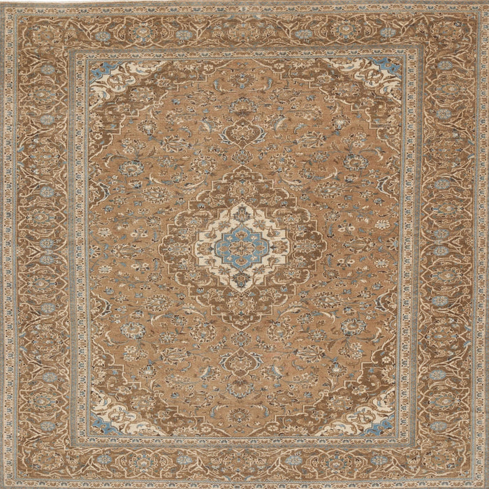 Square Traditional Light Brown Medallion Rug, tr1116