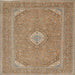 Square Traditional Light Brown Medallion Rug, tr1116