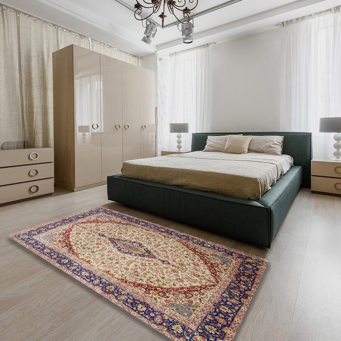 Machine Washable Traditional Chestnut Brown Rug in a Bedroom, wshtr1118