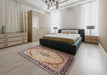 Traditional Chestnut Brown Medallion Rug in a Bedroom, tr1118