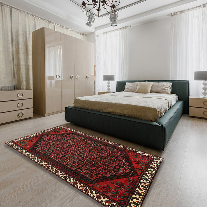Machine Washable Traditional Sepia Brown Rug in a Bedroom, wshtr1120