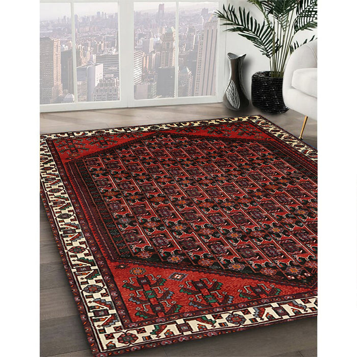 Machine Washable Traditional Sepia Brown Rug in a Family Room, wshtr1120