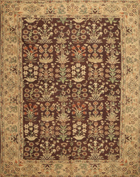 Machine Washable Traditional Yellow Rug, wshtr1124