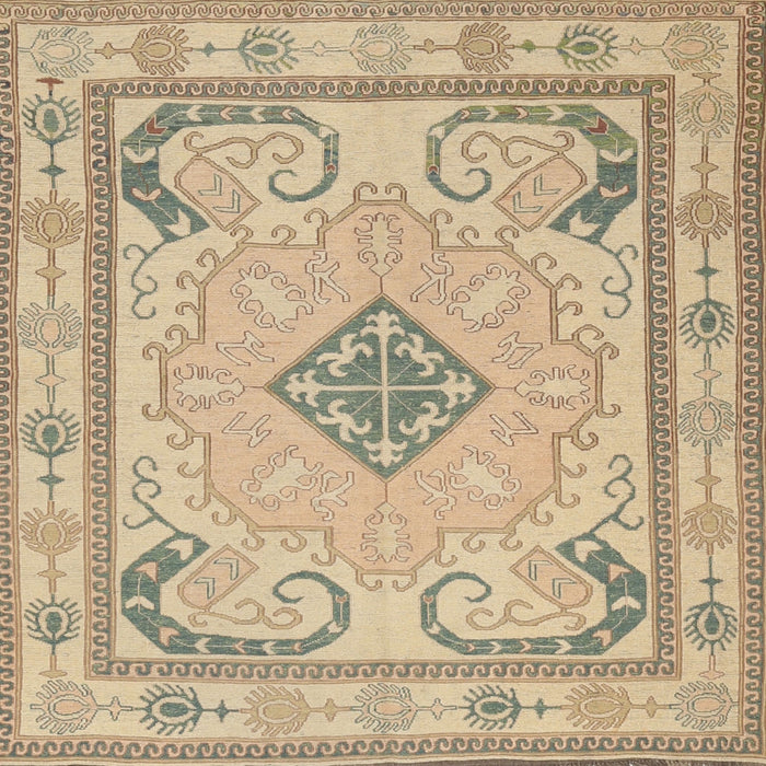 Square Traditional Orange Brown Persian Rug, tr1125