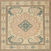 Square Traditional Orange Brown Persian Rug, tr1125