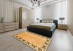 Traditional Saffron Yellow Persian Rug in a Bedroom, tr1126