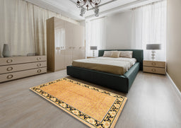 Traditional Saffron Yellow Persian Rug in a Bedroom, tr1126