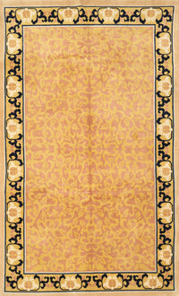 Machine Washable Traditional Saffron Yellow Rug, wshtr1126