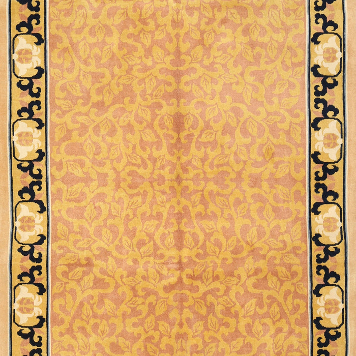 Machine Washable Traditional Saffron Yellow Rug, wshtr1126