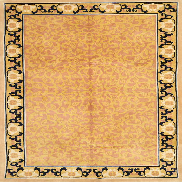 Square Traditional Saffron Yellow Persian Rug, tr1126