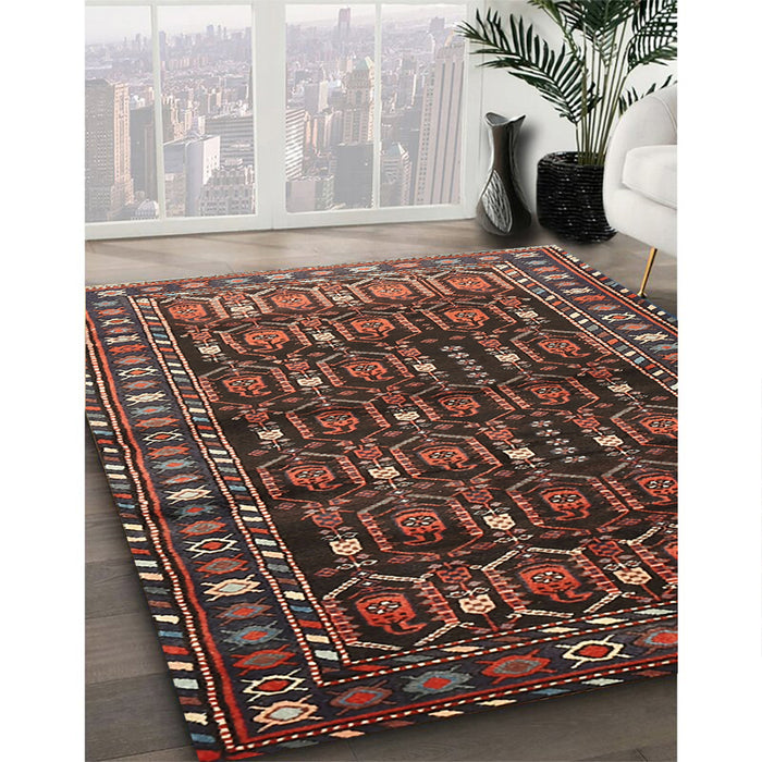 Traditional Bakers Brown Persian Rug in Family Room, tr1127