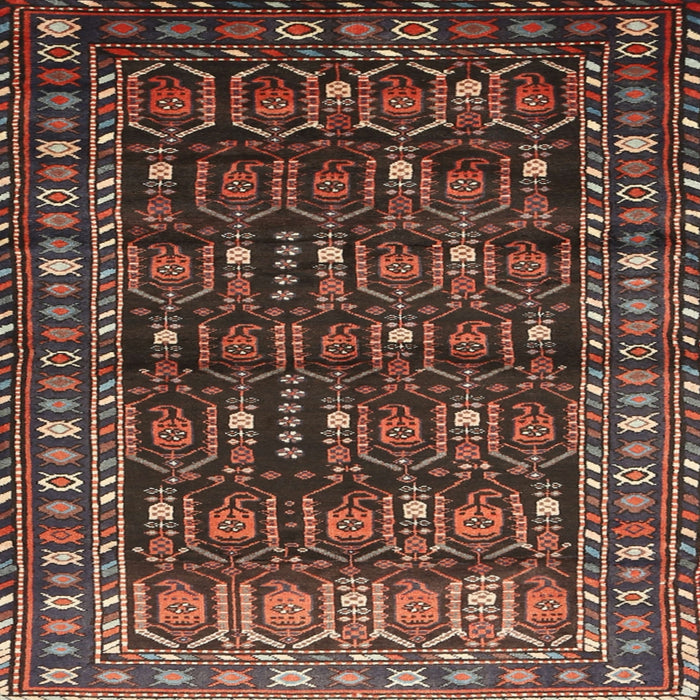 Round Machine Washable Traditional Bakers Brown Rug, wshtr1127