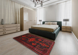 Traditional Bakers Brown Persian Rug in a Bedroom, tr1129