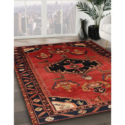 Machine Washable Traditional Dark Sienna Brown Rug in a Family Room, wshtr112