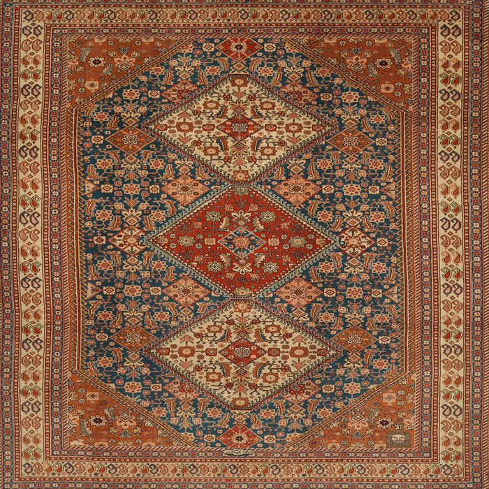 Square Traditional Saffron Red Persian Rug, tr1130