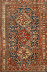 Machine Washable Traditional Saffron Red Rug, wshtr1130