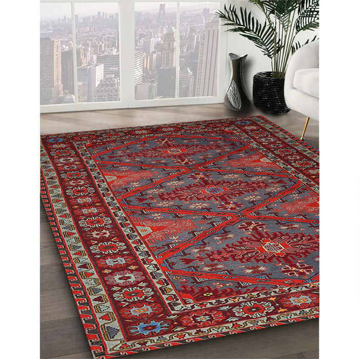 Machine Washable Traditional Tomato Red Rug in a Family Room, wshtr1131