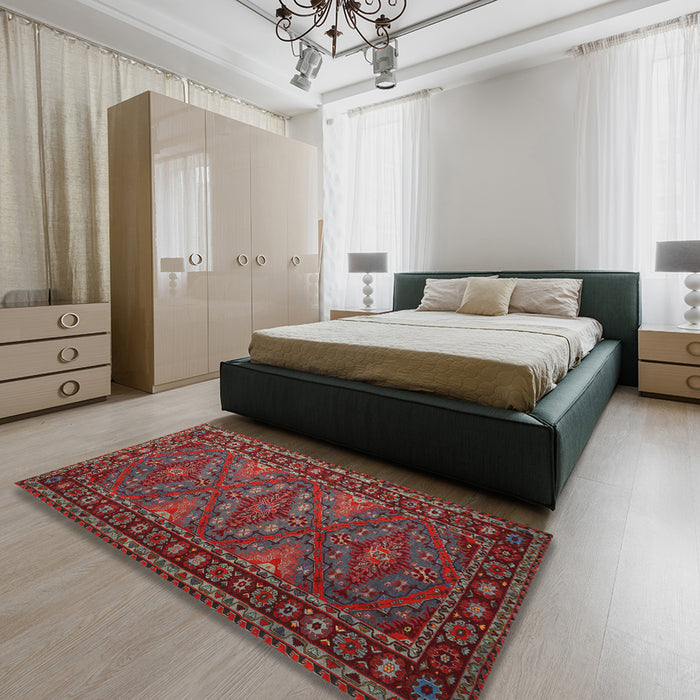 Traditional Red Persian Rug in a Bedroom, tr1131