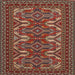 Square Traditional Dark Almond Brown Persian Rug, tr1132