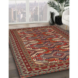 Machine Washable Traditional Dark Almond Brown Rug in a Family Room, wshtr1132