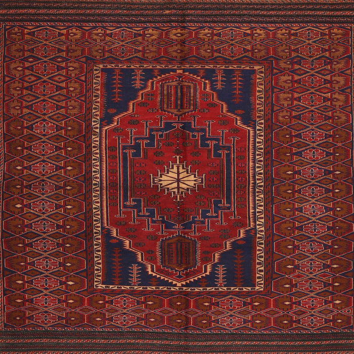 Square Traditional Chestnut Brown Persian Rug, tr1133