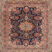 Square Traditional Light Copper Gold Medallion Rug, tr1135