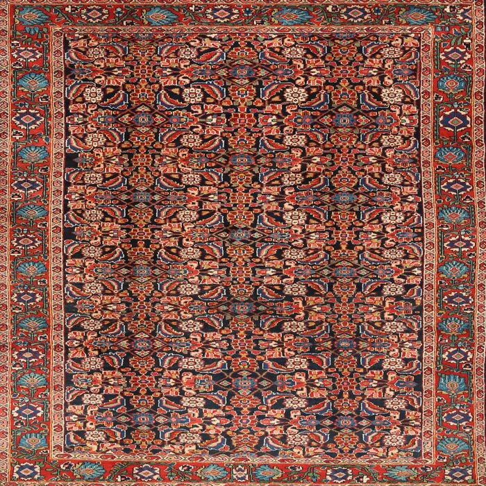 Round Machine Washable Traditional Saffron Red Rug, wshtr1136