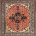 Round Machine Washable Traditional Light Copper Gold Rug, wshtr1137